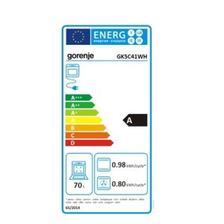 Gorenje | Cooker | GK5C41WH | Hob type Gas | Oven type Electric | White | Width 50 cm | Grilling | Depth 59.4 cm | 70 L