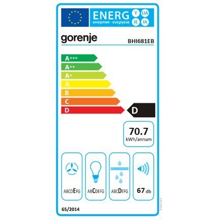 Gorenje | Hood | BHI681EB | Energy efficiency class D | Canopy | Width 58 cm | 370 m³/h | Mechanical control | Black | LED Gorenje | Hood | BHI681EB | Energy efficiency class D | Canopy | Width 58 cm | 370 m³/h | Mechanical control | Black | LED