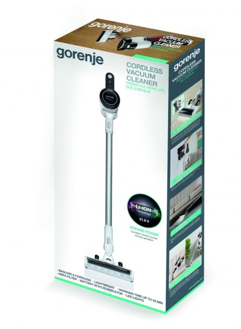 Gorenje | Vacuum cleaner | SVC216FMLW | Handstick 2in1 | Handstick and Handheld | - W | 21.6 V | Operating time (max) min | Whi Gorenje | Vacuum cleaner | SVC216FMLW | Handstick 2in1 | Handstick and Handheld | - W | 21.6 V | Operating time (max) min | Whi