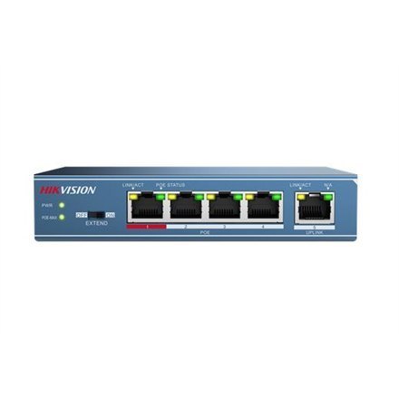 Hikvision | Switch | DS-3E0105P-E | Bezobsługowy | Stacjonarny | 4 porty 10/100 Mbps (RJ-45) | 1 port 1 Gbps (RJ-45) | 4 porty P Hikvision | Switch | DS-3E0105P-E | Bezobsługowy | Stacjonarny | 4 porty 10/100 Mbps (RJ-45) | 1 port 1 Gbps (RJ-45) | 4 porty P