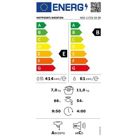 Hotpoint | NDD 11725 DA EE | Washing Machine With Dryer | Energy efficiency class E | Front loading | Washing capacity 11 kg | 1