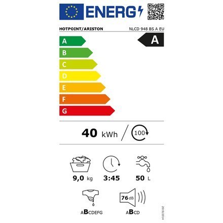 Hotpoint Washing machine NLCD 948 BS A EU, Front Loading, Energy Class A, Capacity 9 kg, Black Hotpoint Washing machine NLCD 948 BS A EU, Front Loading, Energy Class A, Capacity 9 kg, Black