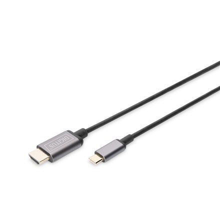 Kabel adaptera wideo Digitus | 19-pinowy HDMI typu A | męski | 24-pinowy USB-C | męski | czarny | 1,8 m Kabel adaptera wideo Digitus | 19-pinowy HDMI typu A | męski | 24-pinowy USB-C | męski | czarny | 1,8 m