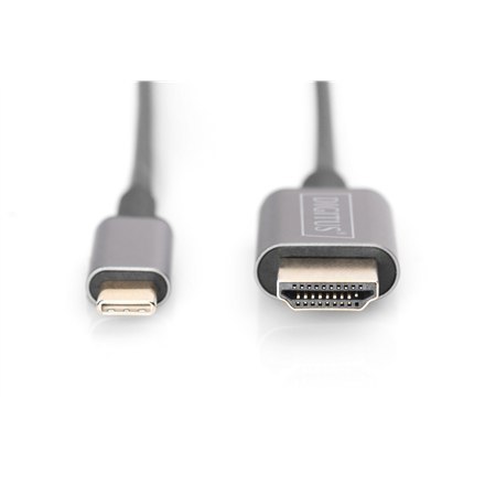 Kabel adaptera wideo Digitus | 19-pinowy HDMI typu A | męski | 24-pinowy USB-C | męski | czarny | 1,8 m Kabel adaptera wideo Digitus | 19-pinowy HDMI typu A | męski | 24-pinowy USB-C | męski | czarny | 1,8 m