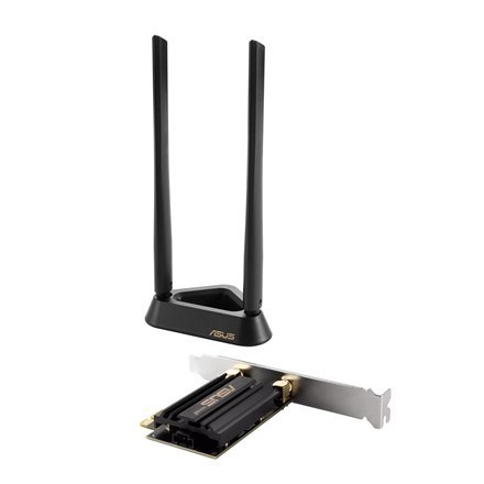 Karta sieciowa Asus Tri Band PCI-E WiFi 6E PCE-AXE59BT, Standard 802.11ax, Prędkość Transferu do 574/2402/2042 Mbit/s, Porty Eth Karta sieciowa Asus Tri Band PCI-E WiFi 6E PCE-AXE59BT, Standard 802.11ax, Prędkość Transferu do 574/2402/2042 Mbit/s, Porty Eth