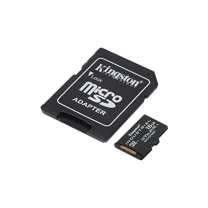 Kingston | UHS-I | 16 GB | Karta przemysłowa microSDHC/SDXC | Klasa pamięci flash Class 10, UHS-I, U3, V30, A1 | Adapter SD Kingston | UHS-I | 16 GB | Karta przemysłowa microSDHC/SDXC | Klasa pamięci flash Class 10, UHS-I, U3, V30, A1 | Adapter SD