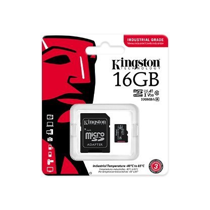 Kingston | UHS-I | 16 GB | Karta przemysłowa microSDHC/SDXC | Klasa pamięci flash Class 10, UHS-I, U3, V30, A1 | Adapter SD Kingston | UHS-I | 16 GB | Karta przemysłowa microSDHC/SDXC | Klasa pamięci flash Class 10, UHS-I, U3, V30, A1 | Adapter SD