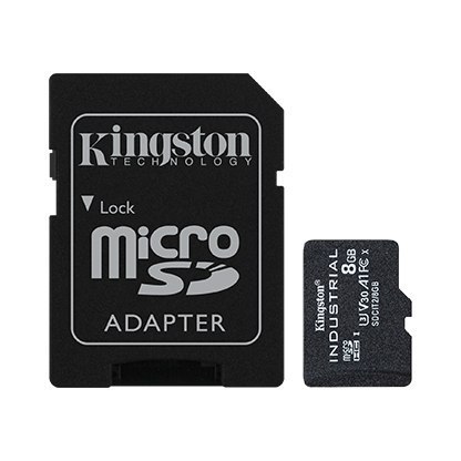 Kingston | UHS-I | 8 GB | Karta przemysłowa microSDHC/SDXC | Klasa pamięci flash Class 10, UHS-I, U3, V30, A1 | Adapter SD Kingston | UHS-I | 8 GB | Karta przemysłowa microSDHC/SDXC | Klasa pamięci flash Class 10, UHS-I, U3, V30, A1 | Adapter SD