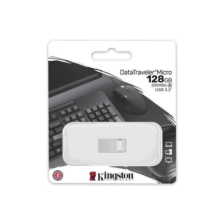 Kingston | USB 3.2 Flash Drive | DataTraveler micro | 128 GB | USB 3.2 | Silver Kingston | USB 3.2 Flash Drive | DataTraveler micro | 128 GB | USB 3.2 | Silver