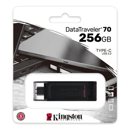 Kingston | USB Flash Drive | DataTraveler 70 | 256 GB | USB 3.2 Gen 1 Type-C | Black Kingston | USB Flash Drive | DataTraveler 70 | 256 GB | USB 3.2 Gen 1 Type-C | Black