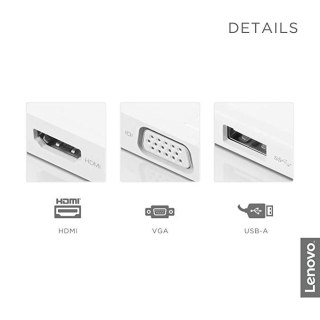Koncentrator podróżny Lenovo | USB-C 3 w 1 | VGA, HDMI, USB 3.0 | Zasilacz