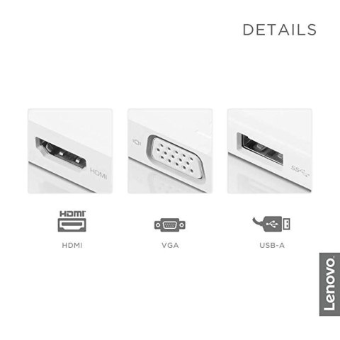 Koncentrator podróżny Lenovo | USB-C 3 w 1 | VGA, HDMI, USB 3.0 | Zasilacz Koncentrator podróżny Lenovo | USB-C 3 w 1 | VGA, HDMI, USB 3.0 | Zasilacz