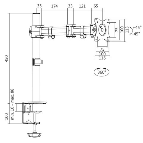 Logilink | Desk Mount | BP0021 | 13-27 " | Maksymalna waga (udźwig) 8 kg Logilink | Desk Mount | BP0021 | 13-27 " | Maksymalna waga (udźwig) 8 kg