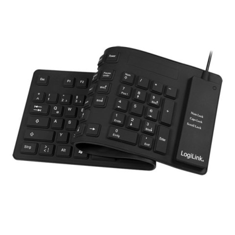 Logilink | Elastyczna wodoodporna klawiatura USB + PS/2 | ID0019A | Elastyczna klawiatura | Przewodowa | DE | Czarny Logilink | Elastyczna wodoodporna klawiatura USB + PS/2 | ID0019A | Elastyczna klawiatura | Przewodowa | DE | Czarny
