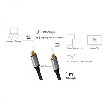 Logilink | USB-C cable | Male | 24 pin USB-C | Male | Black | 24 pin USB-C | 1 m
