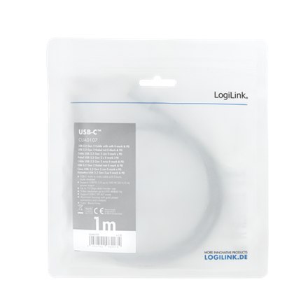 Logilink | USB-C cable | Male | 24 pin USB-C | Male | Black | 24 pin USB-C | 1 m