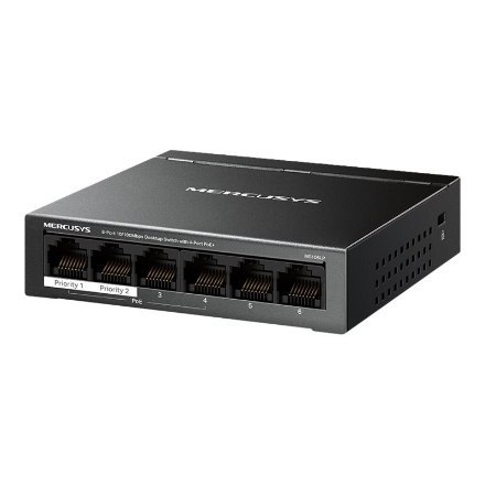 Mercusys 6-Port 10/100 Mbps Desktop Switch with 4-Port PoE+ Mercusys 6-Port 10/100 Mbps Desktop Switch with 4-Port PoE+