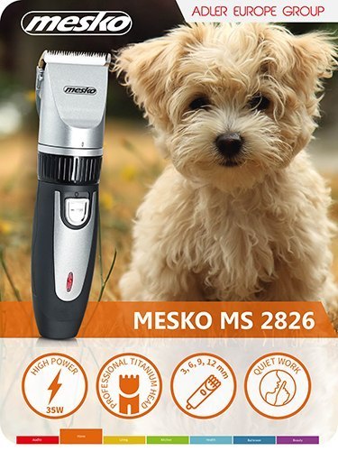 Mesko | MS 2826 | Maszynka do strzyżenia włosów dla zwierząt domowych | Przewodowa / Bezprzewodowa | Czarna / Srebrna Mesko | MS 2826 | Maszynka do strzyżenia włosów dla zwierząt domowych | Przewodowa / Bezprzewodowa | Czarna / Srebrna