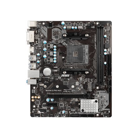 MSI | B450M-A PRO MAX | Processor family AMD | Processor socket AM4 | DDR4 DIMM | Memory slots 2 | Number of SATA connectors 4 | MSI | B450M-A PRO MAX | Processor family AMD | Processor socket AM4 | DDR4 DIMM | Memory slots 2 | Number of SATA connectors 4 |