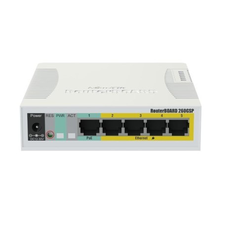 MikroTik | Cloud Router Switch | RB260GSP | 1000 Mbit/s | Porty Ethernet LAN (RJ-45) 5 | 12 miesięcy MikroTik | Cloud Router Switch | RB260GSP | 1000 Mbit/s | Porty Ethernet LAN (RJ-45) 5 | 12 miesięcy