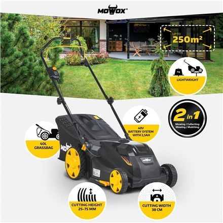 MoWox | 40V Comfort Series Cordless Lawnmower | EM 3840 PX-Li | Mowing Area 250 m² MoWox | 40V Comfort Series Cordless Lawnmower | EM 3840 PX-Li | Mowing Area 250 m²
