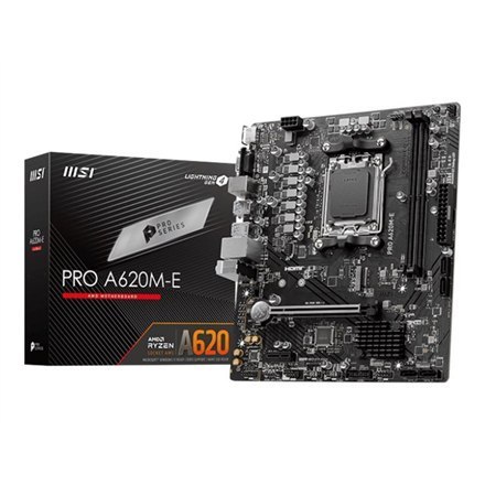 MSI | PRO A620M-E | Gniazdo procesora Socket AM5 | Typ chipsetu AMD A620 | Obsługiwana technologia pamięci RAM DDR5 SDRAM MSI | PRO A620M-E | Gniazdo procesora Socket AM5 | Typ chipsetu AMD A620 | Obsługiwana technologia pamięci RAM DDR5 SDRAM