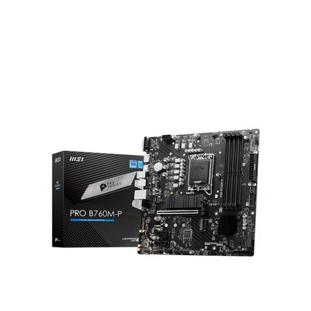 MSI | PRO B760M-P | Processor family Intel | Processor socket LGA1700 | DDR5 DIMM | Memory slots 4 | Supported hard disk drive MSI | PRO B760M-P | Processor family Intel | Processor socket LGA1700 | DDR5 DIMM | Memory slots 4 | Supported hard disk drive