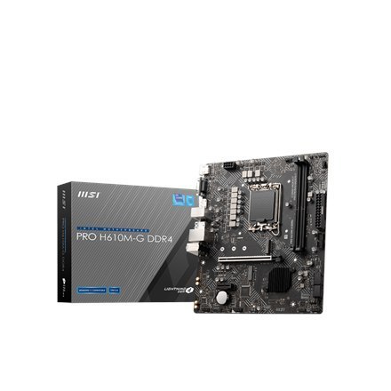 MSI | PRO H610M-G DDR4 | Processor family Intel | Processor socket LGA1700 | DDR4 DIMM | Memory slots 2 | Supported hard disk d MSI | PRO H610M-G DDR4 | Processor family Intel | Processor socket LGA1700 | DDR4 DIMM | Memory slots 2 | Supported hard disk d