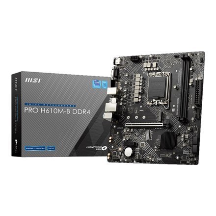 MSI | PRO H610M-G | Rodzina procesorów Intel | Gniazdo procesora LGA1700 | DDR5 | Obsługiwane interfejsy dysków twardych SATA, M MSI | PRO H610M-G | Rodzina procesorów Intel | Gniazdo procesora LGA1700 | DDR5 | Obsługiwane interfejsy dysków twardych SATA, M