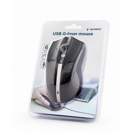 Mysz G-laser Gembird MUS-GU-02 Przewodowa USB Czarna Mysz G-laser Gembird MUS-GU-02 Przewodowa USB Czarna