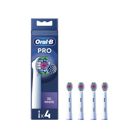 Oral-B | Wymienne główki szczoteczki do zębów | EB18-4 3D White Pro | Główki | Dla dorosłych | Liczba główek szczoteczki w zesta Oral-B | Wymienne główki szczoteczki do zębów | EB18-4 3D White Pro | Główki | Dla dorosłych | Liczba główek szczoteczki w zesta