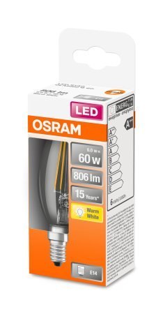 Osram | Osram Parathom Classic LED Filament 60 non-dim 6W/827 E14 żarówka | E14 | 6 W | Ciepła biel Osram | Osram Parathom Classic LED Filament 60 non-dim 6W/827 E14 żarówka | E14 | 6 W | Ciepła biel