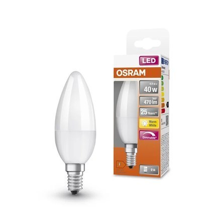Osram Parathom Classic LED 40 regulowany żarówka E14 4,9W/827 Osram | Parathom Classic LED | E14 | 4.9 W | Ciepła biel Osram Parathom Classic LED 40 regulowany żarówka E14 4,9W/827 Osram | Parathom Classic LED | E14 | 4.9 W | Ciepła biel
