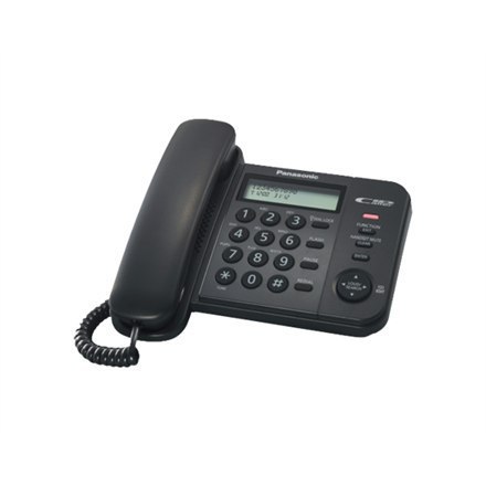 Panasonic | Corded | KX-TS560FXB | Built-in display | Caller ID | Black | 190 X 196 X 95 mm | Phonebook capacity 50 entries | 58 Panasonic | Corded | KX-TS560FXB | Built-in display | Caller ID | Black | 190 X 196 X 95 mm | Phonebook capacity 50 entries | 58