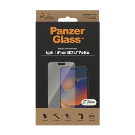 PanzerGlass | Ochraniacz ekranu - szkło | Apple iPhone 14 Pro Max | Politereftalan etylenu (PET) | Przezroczysty PanzerGlass | Ochraniacz ekranu - szkło | Apple iPhone 14 Pro Max | Politereftalan etylenu (PET) | Przezroczysty