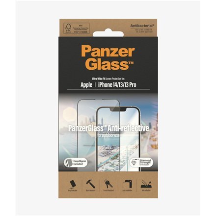 PanzerGlass | Screen protector - glass | Apple iPhone 13, 13 Pro, 14 | Polyethylene terephthalate (PET) | Black | Transparent PanzerGlass | Screen protector - glass | Apple iPhone 13, 13 Pro, 14 | Polyethylene terephthalate (PET) | Black | Transparent