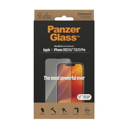 PanzerGlass | Screen protector - glass | Apple iPhone 13, 13 Pro, 14 | Polyethylene terephthalate (PET) | Black | Transparent PanzerGlass | Screen protector - glass | Apple iPhone 13, 13 Pro, 14 | Polyethylene terephthalate (PET) | Black | Transparent