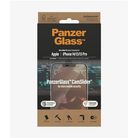 PanzerGlass | Screen protector - glass | Apple iPhone 13, 13 Pro, 14 | Tempered glass | Black | Transparent PanzerGlass | Screen protector - glass | Apple iPhone 13, 13 Pro, 14 | Tempered glass | Black | Transparent