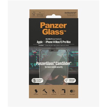 PanzerGlass | Screen protector - glass | Apple iPhone 13 Pro Max, 14 Plus | Tempered glass | Black | Transparent PanzerGlass | Screen protector - glass | Apple iPhone 13 Pro Max, 14 Plus | Tempered glass | Black | Transparent