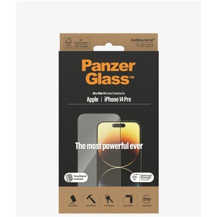 PanzerGlass | Screen protector - glass | Apple iPhone 14 Pro | Glass | Black | Transparent PanzerGlass | Screen protector - glass | Apple iPhone 14 Pro | Glass | Black | Transparent