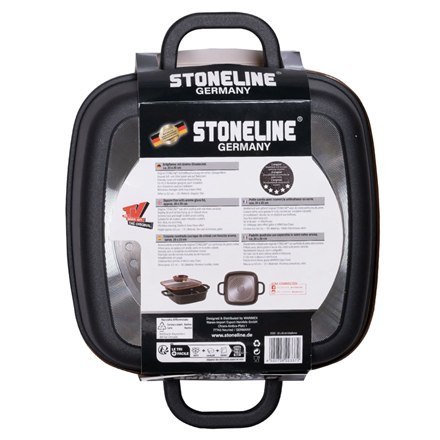 Patelnia kwadratowa Stoneline, szklana pokrywka Aroma, różowe złoto, 20 cm | Stoneline