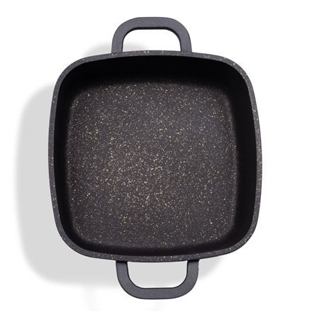 Patelnia kwadratowa Stoneline, szklana pokrywka Aroma, różowe złoto, 20 cm | Stoneline