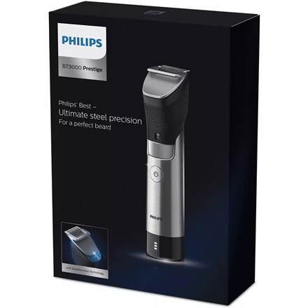 Philips | Beard Trimmer | BT9810/15 | Cordless and corded | Number of length steps 30 | Step precise 0.4 mm | Black/Silver Philips | Beard Trimmer | BT9810/15 | Cordless and corded | Number of length steps 30 | Step precise 0.4 mm | Black/Silver
