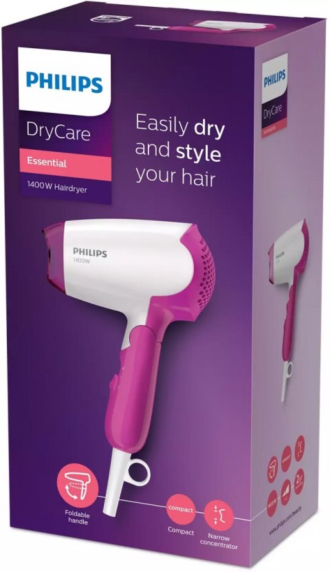 Philips | Hair Dryer | BHD003/00 | 1400 W | Number of temperature settings 2 | White/Pink Philips | Hair Dryer | BHD003/00 | 1400 W | Number of temperature settings 2 | White/Pink