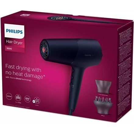 Philips | Hair Dryer | BHD510/00 | 2300 W | Number of temperature settings 3 | Ionic function | Diffuser nozzle | Blue/Metal Philips | Hair Dryer | BHD510/00 | 2300 W | Number of temperature settings 3 | Ionic function | Diffuser nozzle | Blue/Metal