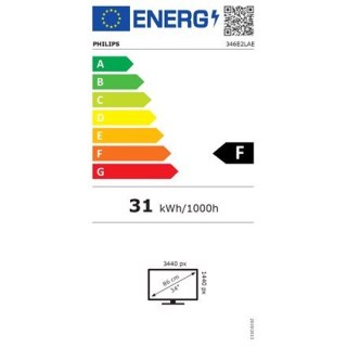 Philips | Monitor | 346E2LAE | 34 " | VA | WQHD | 21:9 | 100 Hz | 4 ms | 3440 x 1440 | 300 cd/m² | Ilość portów HDMI 1