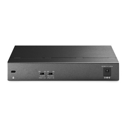 Przełącznik TP-LINK z 6 portami Gigabit, w tym 3 porty PoE+ i 1 port PoE++, model TL-SG1006PP, niesprzętowy, na biurko Przełącznik TP-LINK z 6 portami Gigabit, w tym 3 porty PoE+ i 1 port PoE++, model TL-SG1006PP, niesprzętowy, na biurko