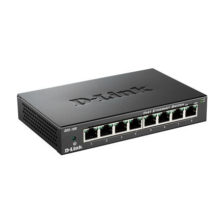 Przełącznik sieciowy D-Link DES-108/E | Bezobsługowy | Biurkowy | 8 portów 10/100 Mbps (RJ-45) | 1 port 1 Gbps (RJ-45) | Ilość p Przełącznik sieciowy D-Link DES-108/E | Bezobsługowy | Biurkowy | 8 portów 10/100 Mbps (RJ-45) | 1 port 1 Gbps (RJ-45) | Ilość p