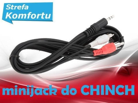 Przewód audio Cablexpert | Męskie | RCA x 2 | Minijack stereo 3,5 mm | Długość 2,5 m. Gwarancja producenta: 24 miesiące. Przewód audio Cablexpert | Męskie | RCA x 2 | Minijack stereo 3,5 mm | Długość 2,5 m. Gwarancja producenta: 24 miesiące.