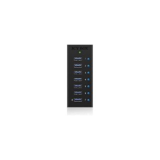 Raidsonic | 7-port hub with USB Type-A interface and 1x charging port | IB-AC618